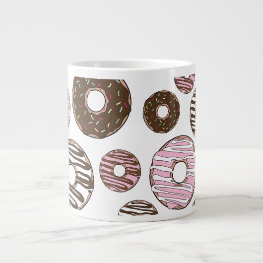 Roze Donuts, Bruine Donuts, Sprinkles, Jouw naam Grote Koffiekop (Voorkant)