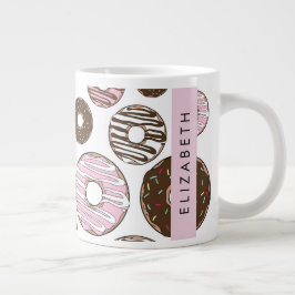 Roze Donuts, Bruine Donuts, Sprinkles, Jouw naam Grote Koffiekop