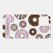 Roze Donuts, Bruine Donuts, Sprinkles, Jouw naam iPhone Hoesje (Achterkant horizontaal)