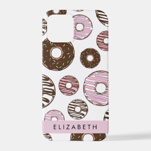 Roze Donuts, Bruine Donuts, Sprinkles, Jouw naam iPhone Hoesje (Achterkant)