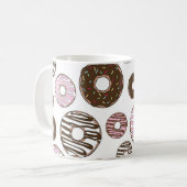 Roze Donuts, Bruine Donuts, Sprinkles, Jouw naam Koffiemok (Voorkant links)