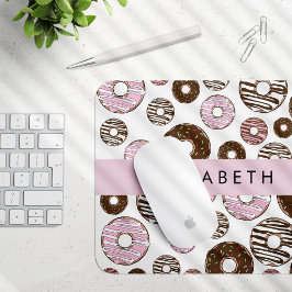 Roze Donuts, Bruine Donuts, Sprinkles, Jouw naam Muismat