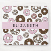 Roze Donuts, Bruine Donuts, Sprinkles, Jouw naam Muismat (Voorkant)