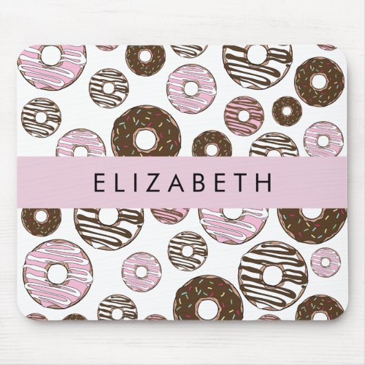 Roze Donuts, Bruine Donuts, Sprinkles, Jouw naam Muismat (Voorkant)