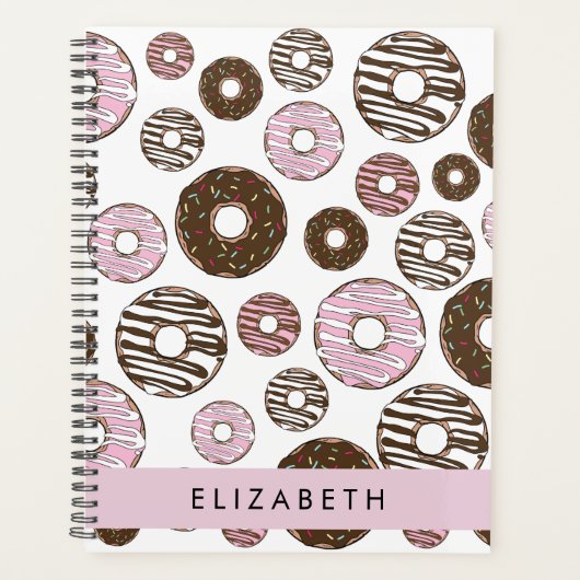 Roze Donuts, Bruine Donuts, Sprinkles, Jouw naam Planner (Voorkant)