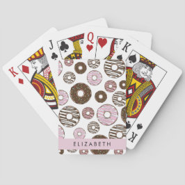 Roze Donuts, Bruine Donuts, Sprinkles, Jouw naam Pokerkaarten