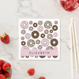 Roze Donuts, Bruine Donuts, Sprinkles, Jouw naam Servet