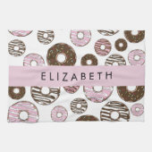 Roze Donuts, Bruine Donuts, Sprinkles, Jouw naam Theedoek (Horizontaal)