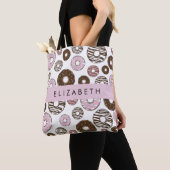 Roze Donuts, Bruine Donuts, Sprinkles, Jouw naam Tote Bag (Dichtbij)