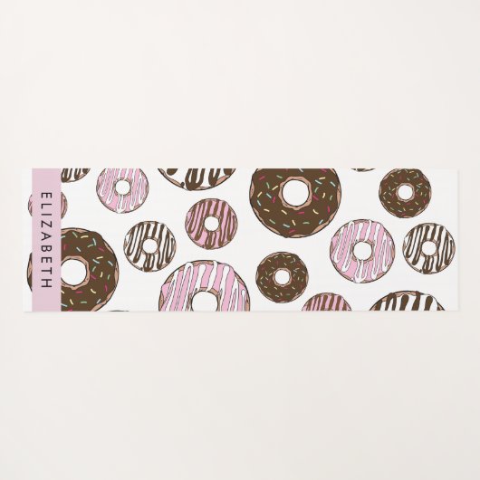 Roze Donuts, Bruine Donuts, Sprinkles, Jouw naam Yogamat (Achterkant (horizontaal))