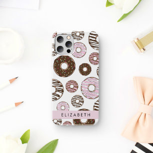 Roze Donuts, Bruine Donuts, Strooisel, Je Naam iPhone 16 Hoesje