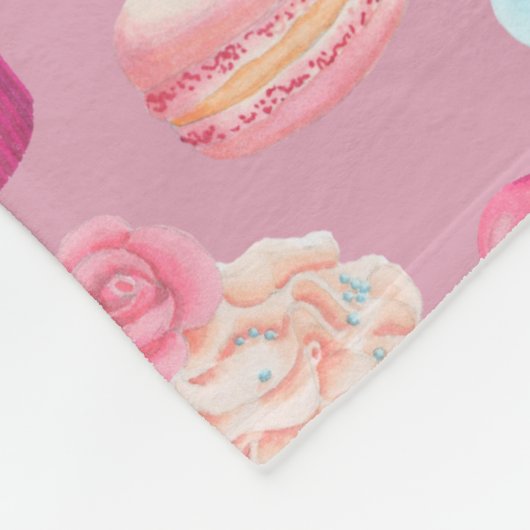 Roze Donuts, Cupcakes en Snoepjes Fleece Deken (Hoek)