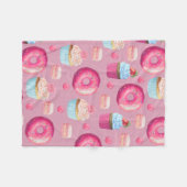 Roze Donuts, Cupcakes en Snoepjes Fleece Deken (Voorkant (Horizontaal))