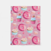 Roze Donuts, Cupcakes en Snoepjes Fleece Deken (Voorkant)