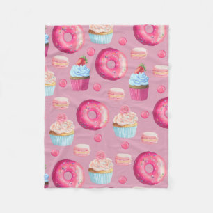 Roze Donuts, Cupcakes en Snoepjes Fleece Deken