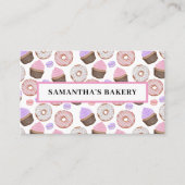 Roze Donuts Cupcakes Waterverf Bakery Visitekaartje (Voorkant)