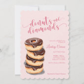 Roze Donuts Diamanten Bruidsfeest Uitnodiging (Voorkant)