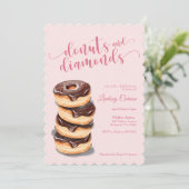 Roze Donuts Diamonds Bruids Douche Uitnodiging (Staand voorkant)