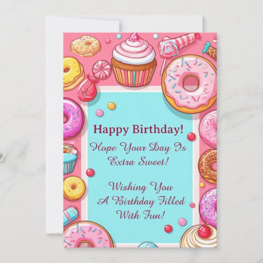 Roze Donuts En Cupcakes Feest Uitnodigingsframe 🍩 Kaart (Voorkant)