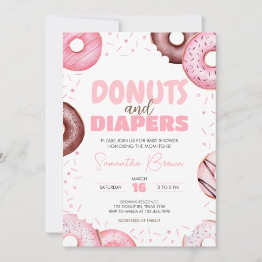 Roze Donuts en Luiers Baby shower Kaart (Voorkant)