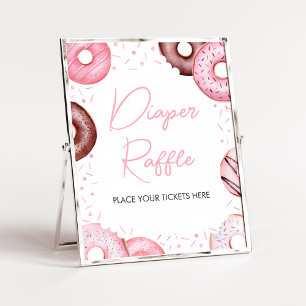Roze Donuts en Luiers Baby shower Luier Raffle Poster