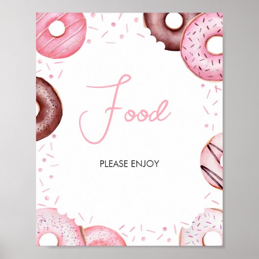 Roze Donuts en Luiers Baby shower Voedsel Poster (Voorkant)