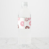Roze Donuts en Luiers Baby shower Waterfles Etiket (Achterkant)
