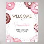 Roze Donuts en Luiers Baby shower Welkom Poster (Voorkant)