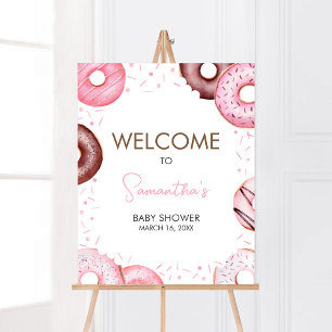 Roze Donuts en Luiers Baby shower Welkom Poster