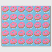 Roze Donuts gepersonaliseerd Toon voedsel - aangep Cadeaupapier (Vlak)