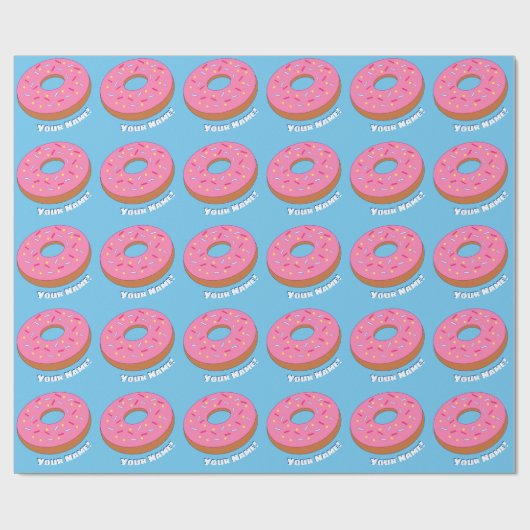 Roze Donuts gepersonaliseerd Toon voedsel - aangep Cadeaupapier (Vlak)