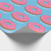 Roze Donuts gepersonaliseerd Toon voedsel - aangep Cadeaupapier (Hoek)