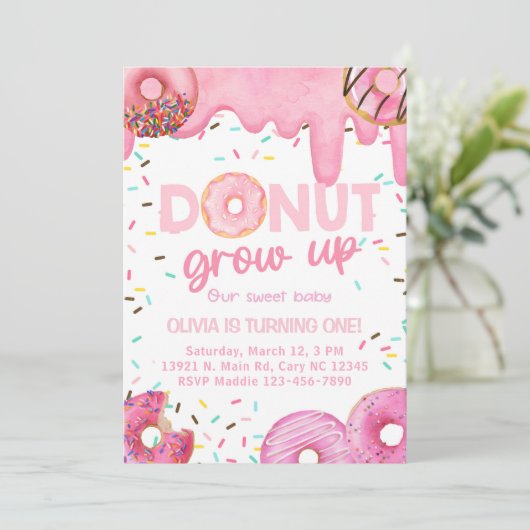 Roze donuts groeien niet op een goede uitnodiging. kaart (Staand voorkant)