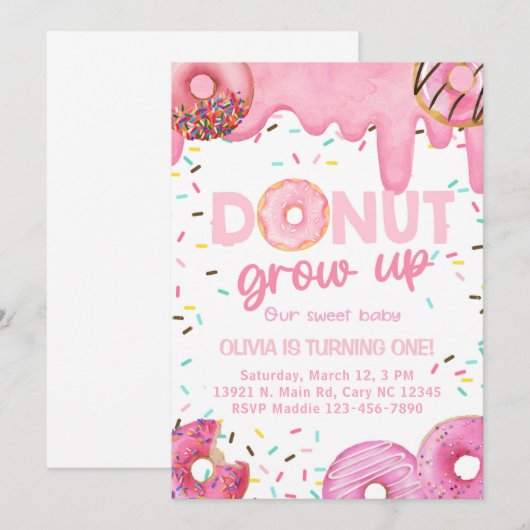 Roze donuts groeien niet op een goede uitnodiging. kaart (Voorkant / Achterkant)