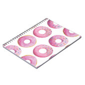 Roze donuts, kleurrijk suiker topping patroon. notitieboek (Linkerzijde)