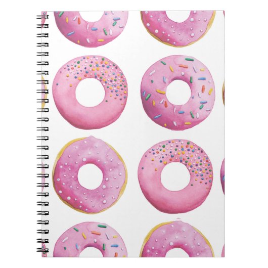 Roze donuts, kleurrijk suiker topping patroon. notitieboek (Voorkant)