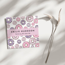 Roze Donuts, Paarse Donuts, koekjeswinkel, banketb Vierkante Visitekaartje