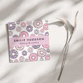 Roze Donuts, Paarse Donuts, koekjeswinkel, banketb Vierkante Visitekaartje