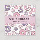 Roze Donuts, Paarse Donuts, koekjeswinkel, banketb Vierkante Visitekaartje (Voorkant)
