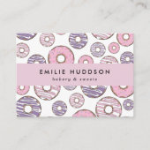 Roze Donuts, Paarse Donuts, koekjeswinkel, banketb Visitekaartje (Voorkant)