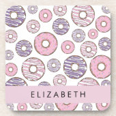 Roze Donuts, Paarse Donuts, Sprinkles, Jouw naam Bier Onderzetter (Voorkant)