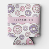 Roze Donuts, Paarse Donuts, Sprinkles, Jouw naam Blikjeskoeler (Voorkant)