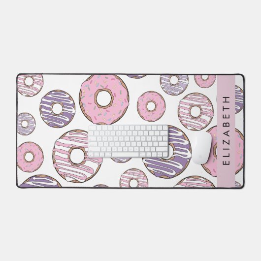 Roze Donuts, Paarse Donuts, Sprinkles, Jouw naam Bureaumat (Keyboard & Muis)