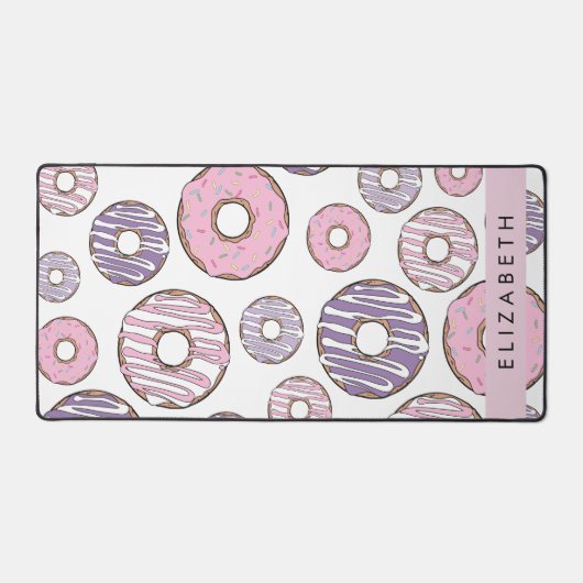 Roze Donuts, Paarse Donuts, Sprinkles, Jouw naam Bureaumat (Voorkant)