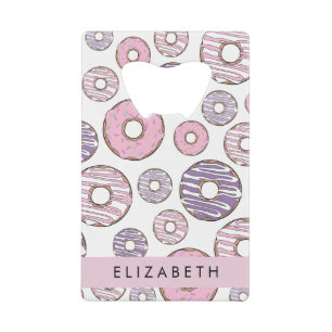 Roze Donuts, Paarse Donuts, Sprinkles, Jouw naam Creditkaart Flessenopener