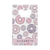 Roze Donuts, Paarse Donuts, Sprinkles, Jouw naam Creditkaart Flessenopener (Achterkant)