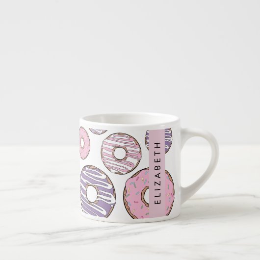 Roze Donuts, Paarse Donuts, Sprinkles, Jouw naam Espresso Kop (Rechts)