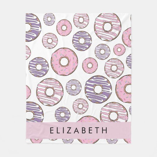 Roze Donuts, Paarse Donuts, Sprinkles, Jouw naam Fleece Deken (Voorkant)