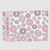 Roze Donuts, Paarse Donuts, Sprinkles, Jouw naam Golfhanddoek (Horizontaal)