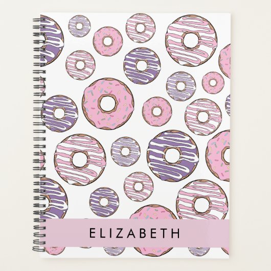 Roze Donuts, Paarse Donuts, Sprinkles, Jouw naam Planner (Voorkant)